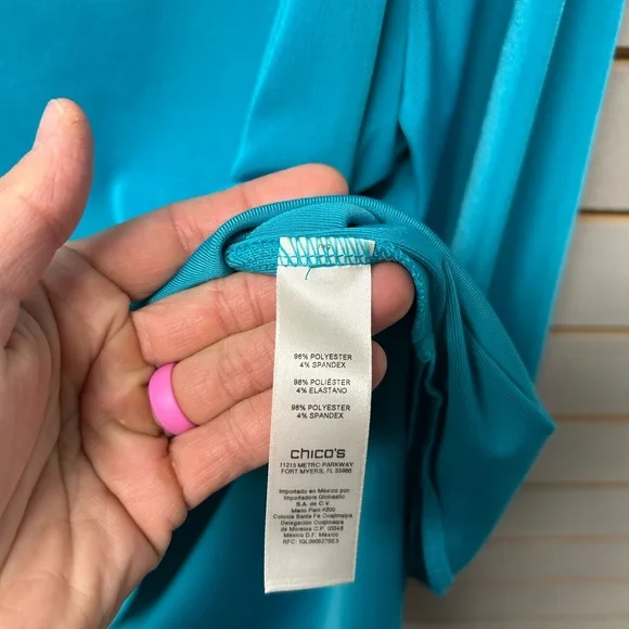 Teal Women's Top with Studded Sleeves - Picture 5 of 6